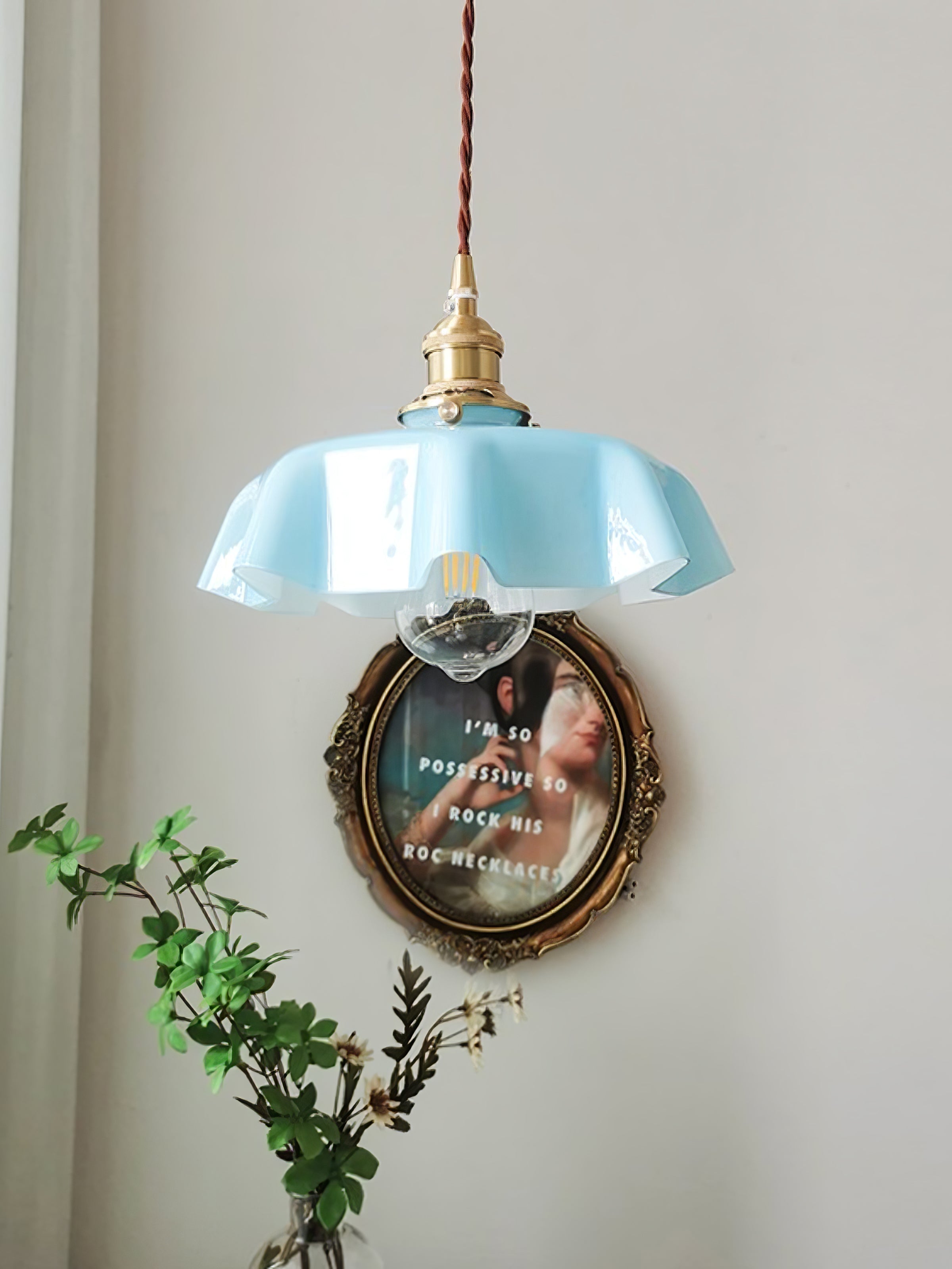 Civen Farmhouse Ruffled Pendant Light - Lamp Copper
