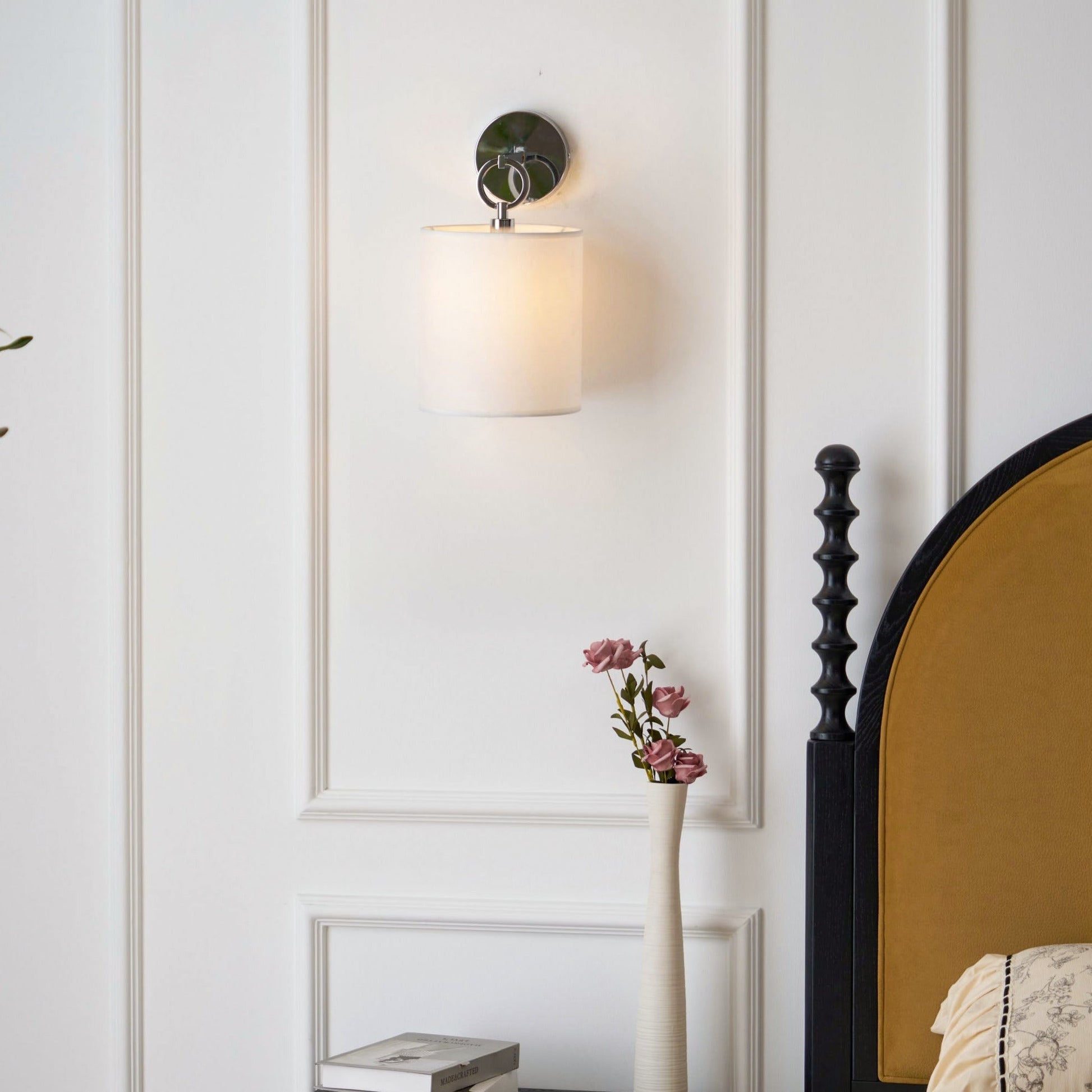 Iris Wall Lamp Farmhouse Fabric Cylindrical - Lamp Copper