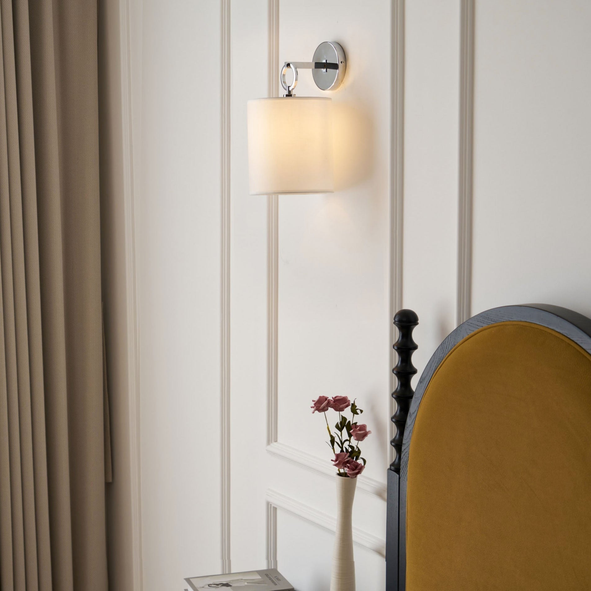 Iris Wall Lamp Farmhouse Fabric Cylindrical - Lamp Copper