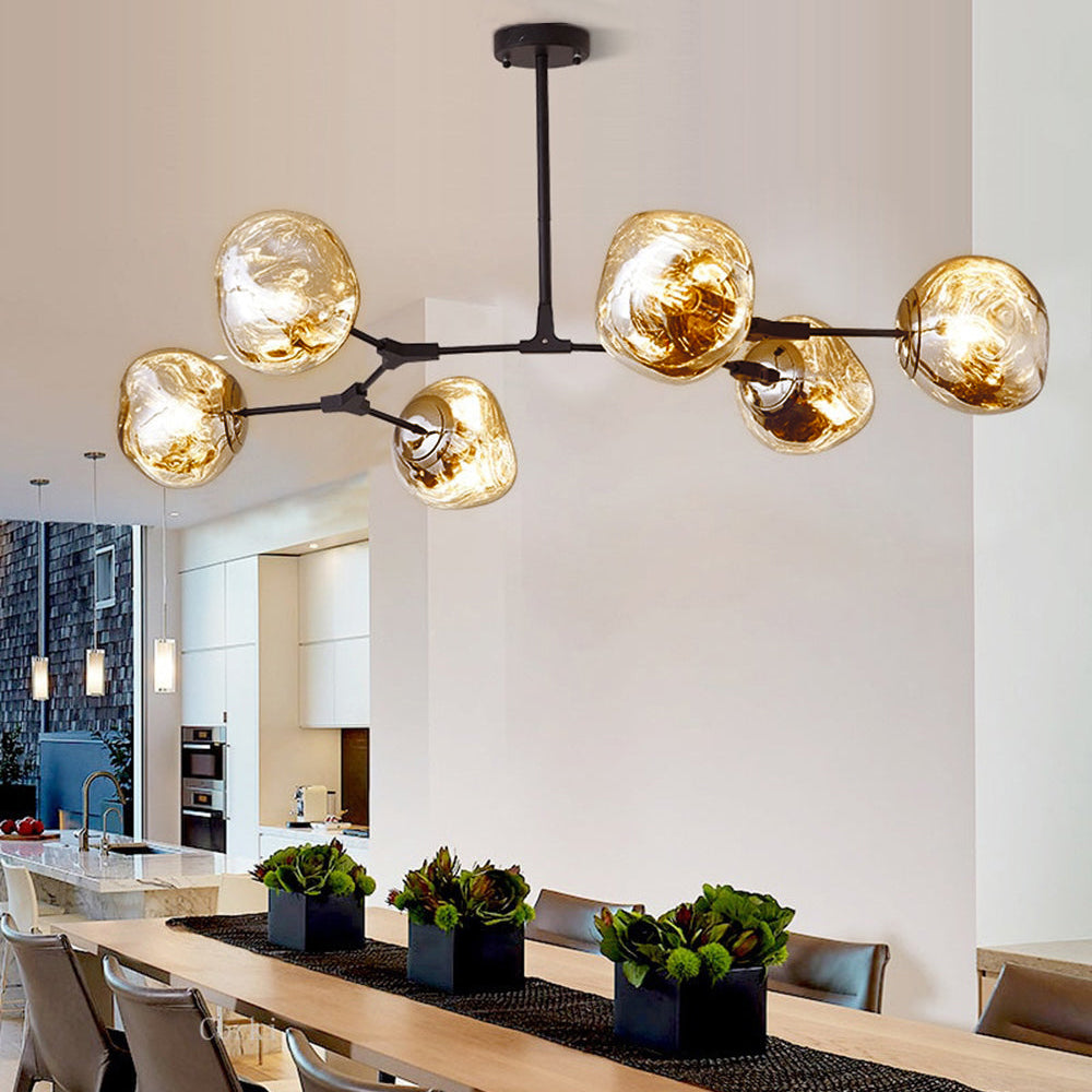 Arisha Modern Globe Lava 3 Pendant Light Fixture - Lamp Copper