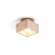 Ritta Sqaure&Round Ceiling Light Black& Yellow Travertine - Lamp Copper
