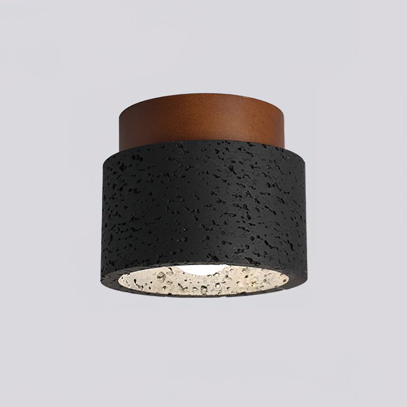 Ritta Sqaure&Round Ceiling Light Black& Yellow Travertine - Lamp Copper