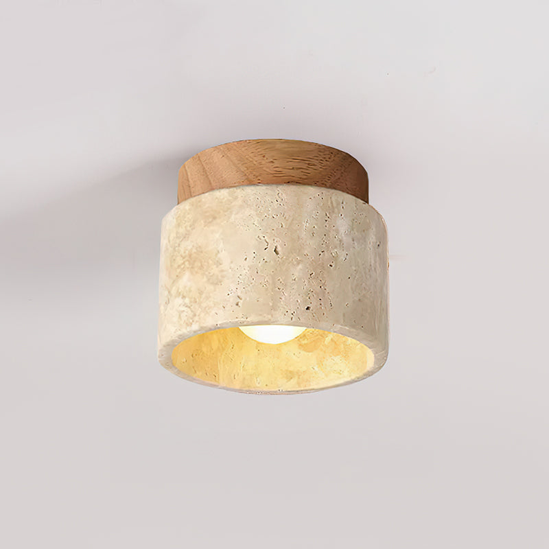 Ritta Sqaure&Round Ceiling Light Black& Yellow Travertine - Lamp Copper
