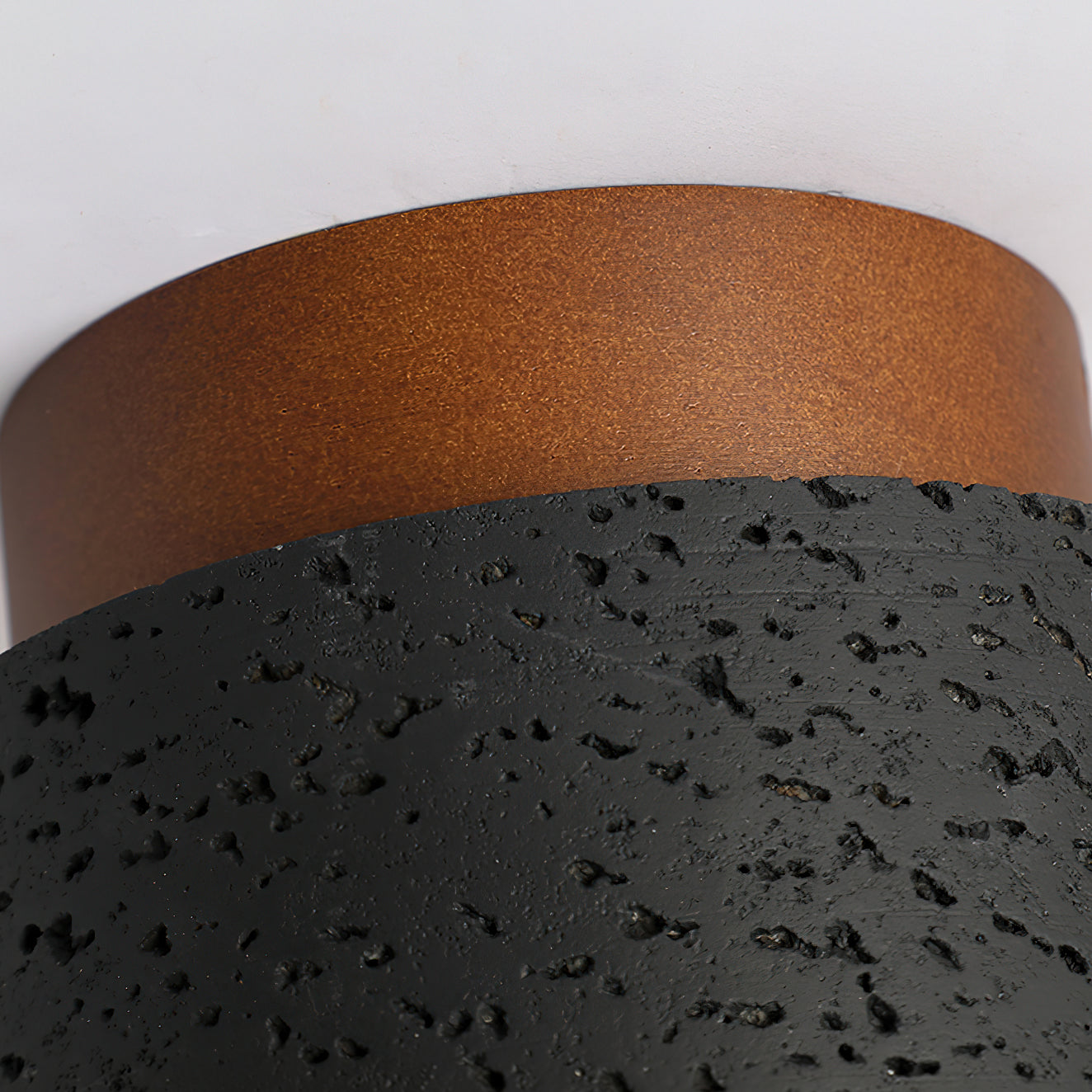 Ritta Sqaure&Round Ceiling Light Black& Yellow Travertine - Lamp Copper