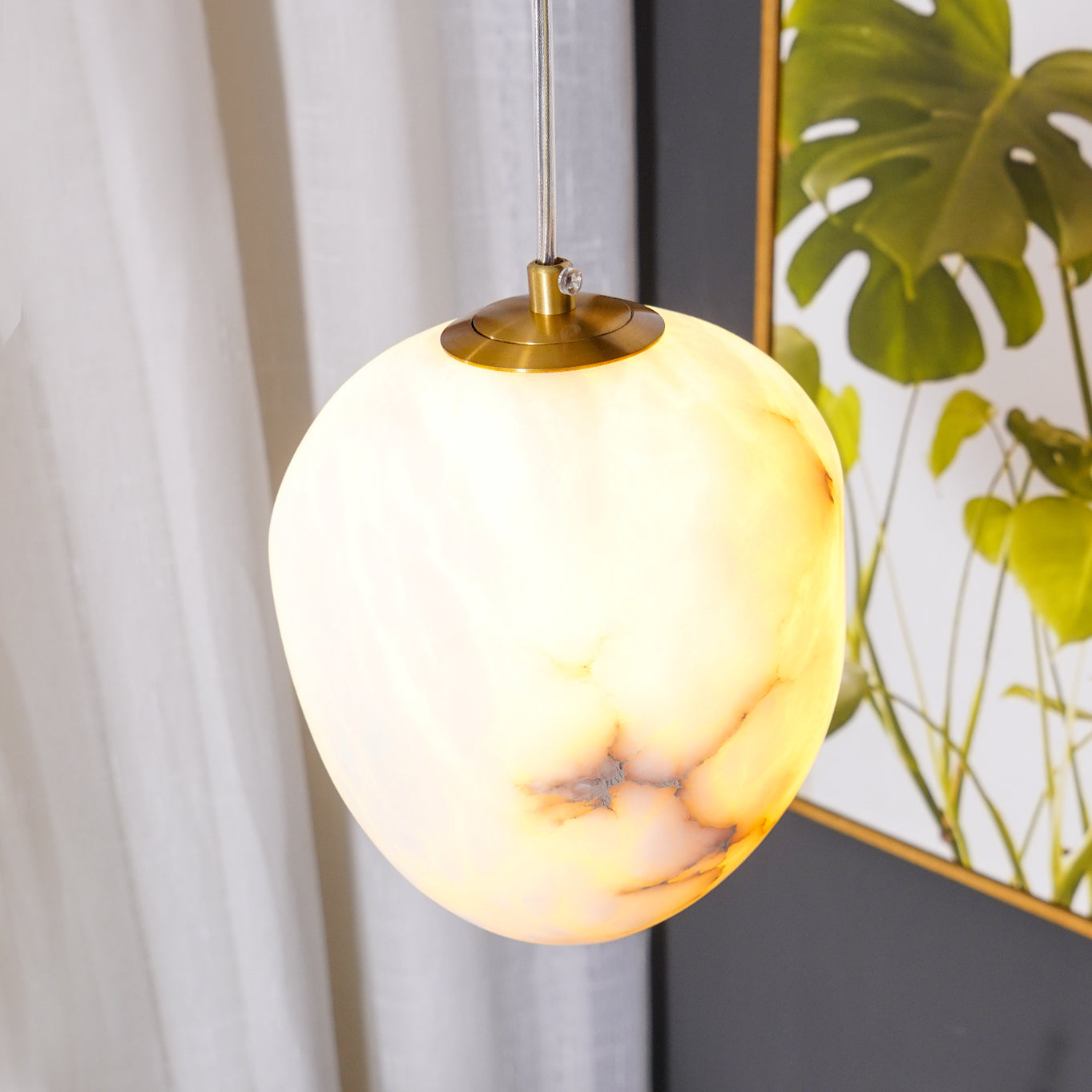 Goose Pendant Lamp Alabaster Brass Sophistication - Lamp Copper