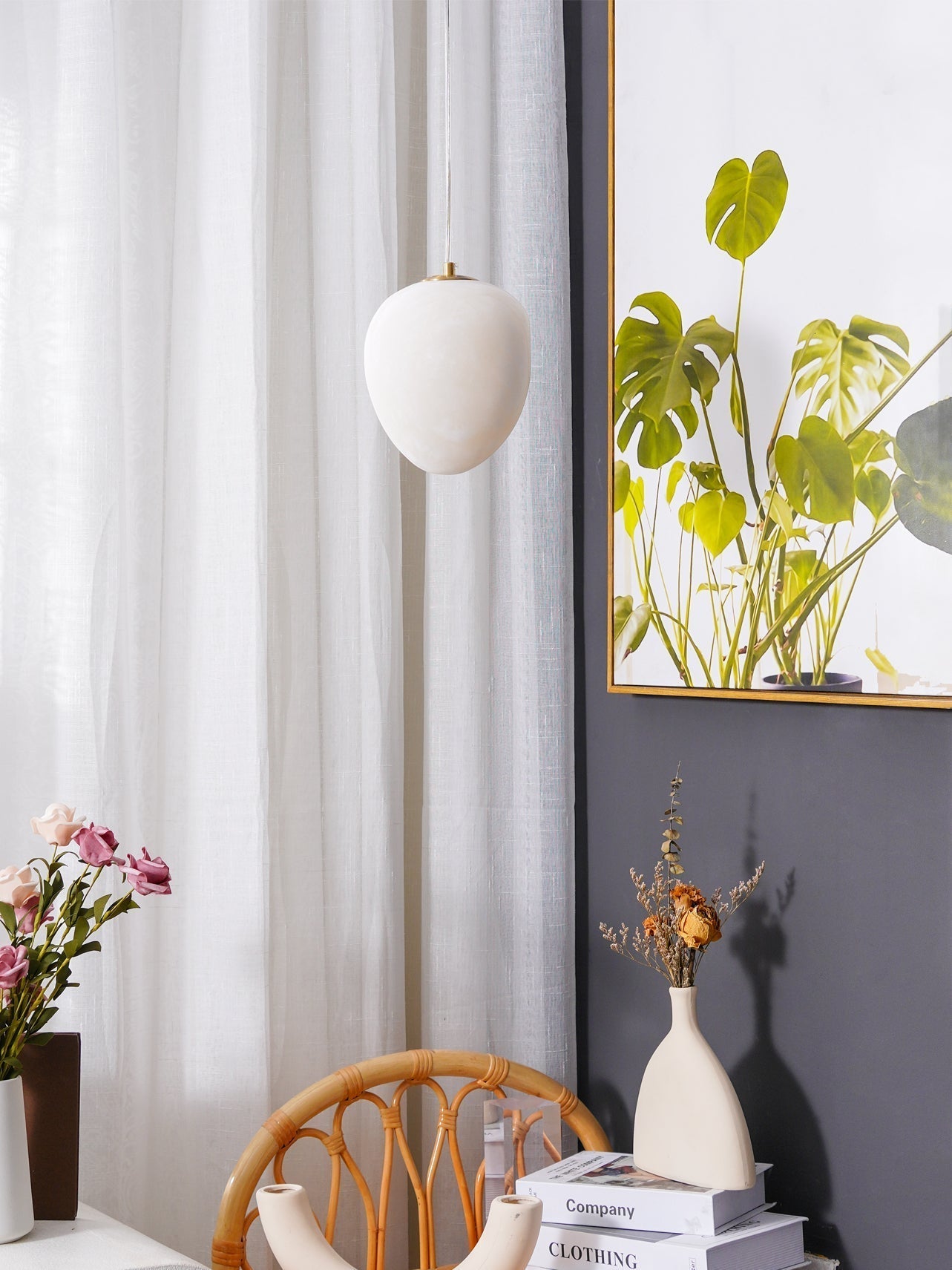 Goose Pendant Lamp Alabaster Brass Sophistication - Lamp Copper