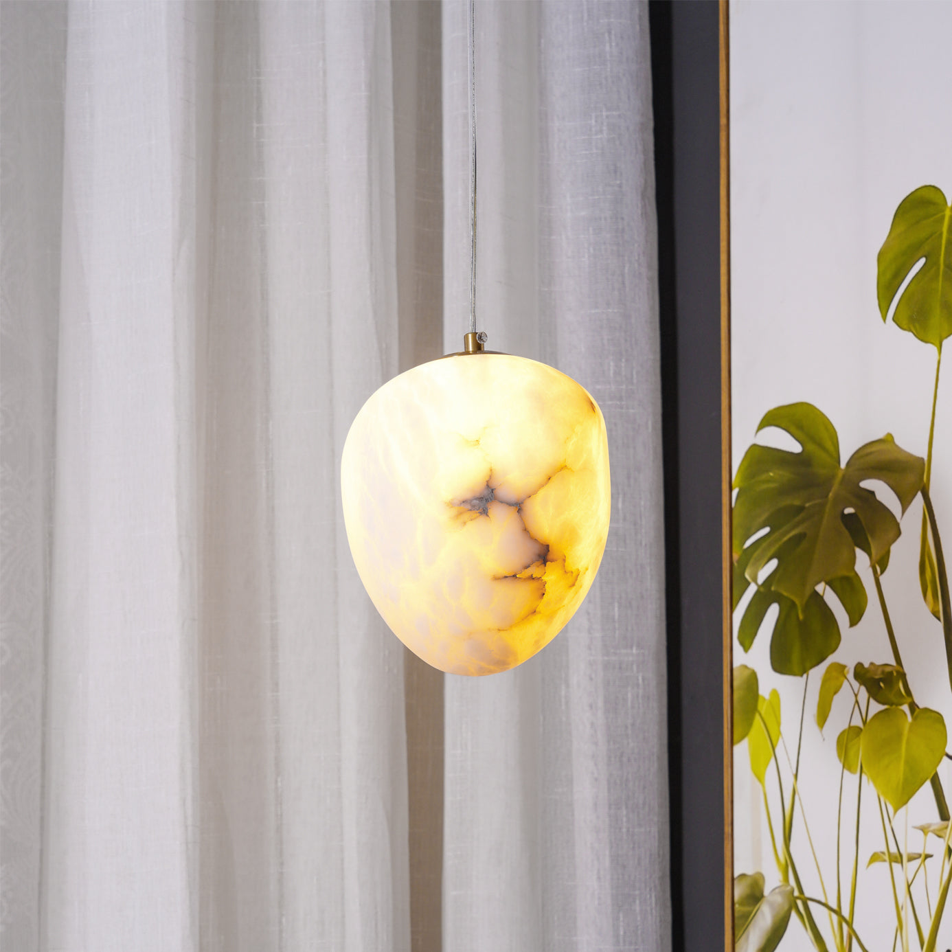 Goose Pendant Lamp Alabaster Brass Sophistication - Lamp Copper