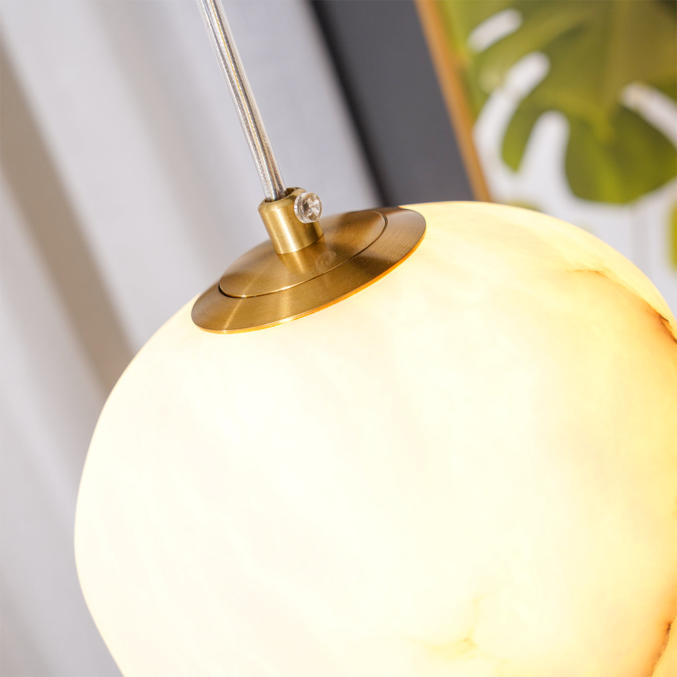 Goose Pendant Lamp Alabaster Brass Sophistication - Lamp Copper