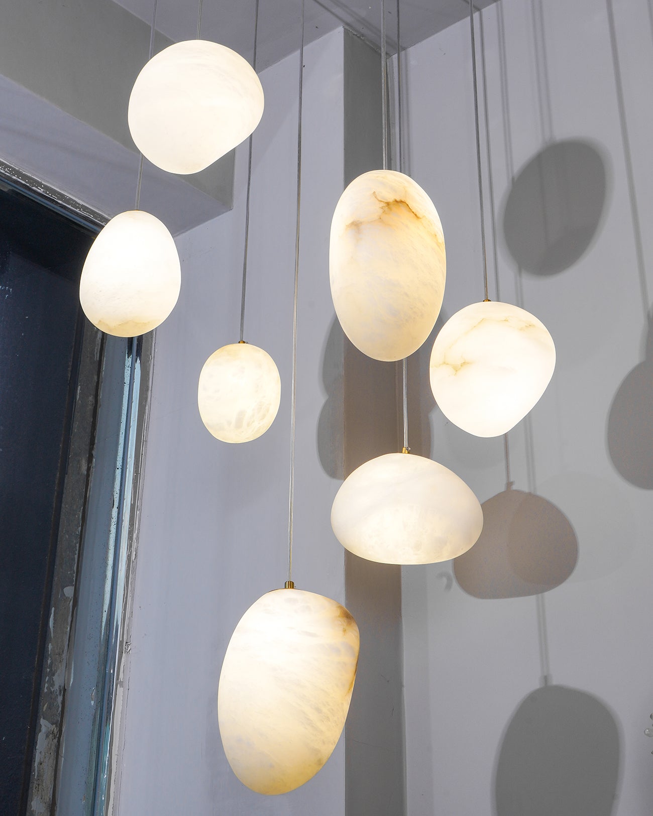 Goose Pendant Lamp Alabaster Brass Sophistication - Lamp Copper