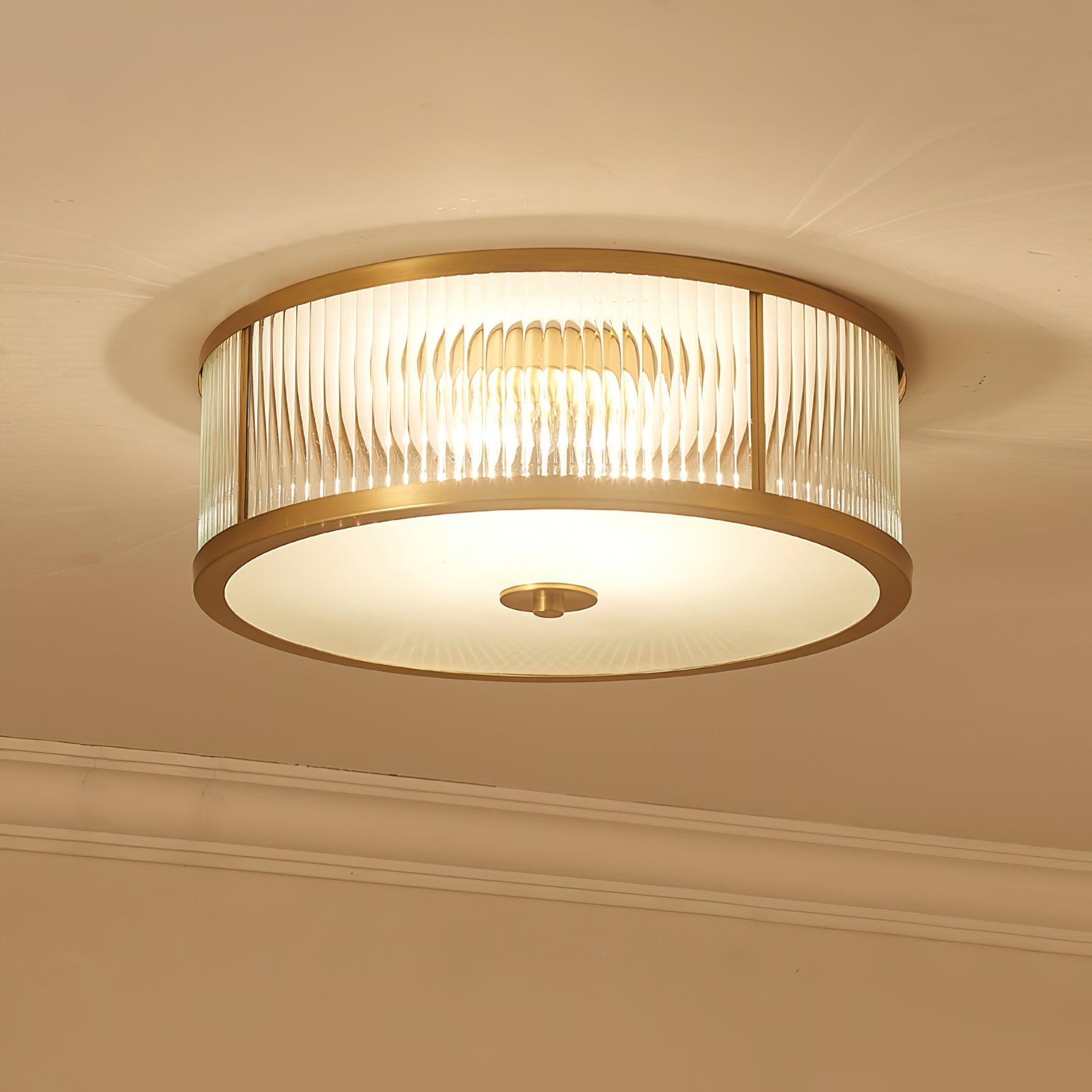 Avvynila Modern Minimalist Brass Glass CeIling Lamp - Lamp Copper