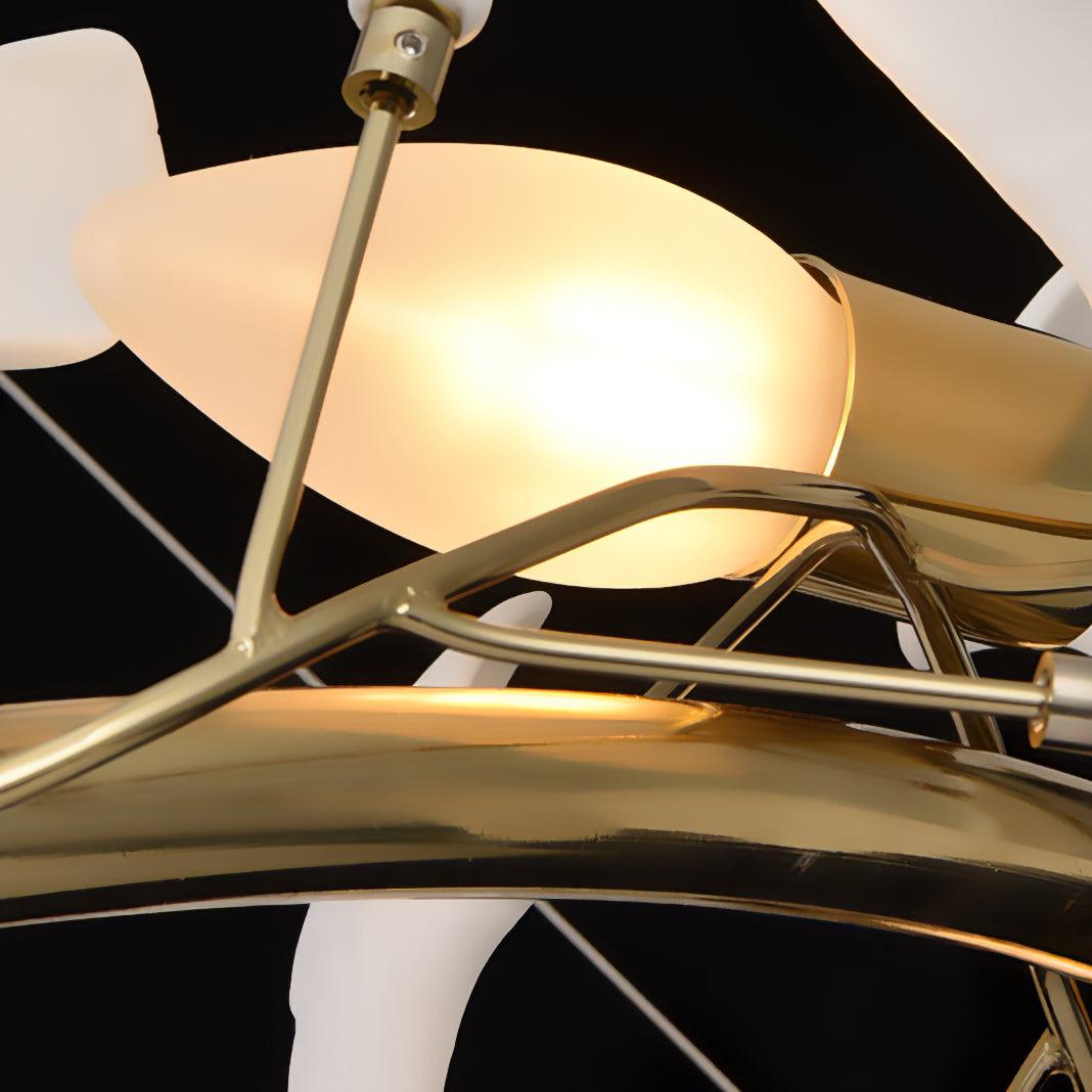 Olivia Modern Gold Staircase Chandelier, Metal & Ceramic - Lamp Copper
