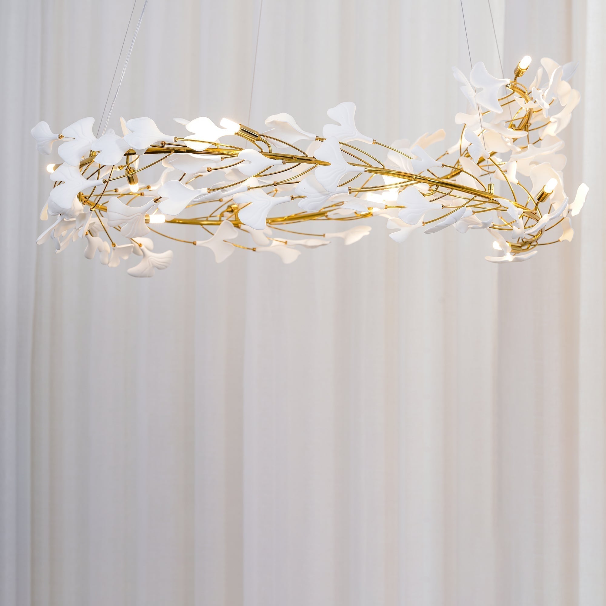 Olivia Modern Golden LED Chandelier Ceramic - Lamp Copper