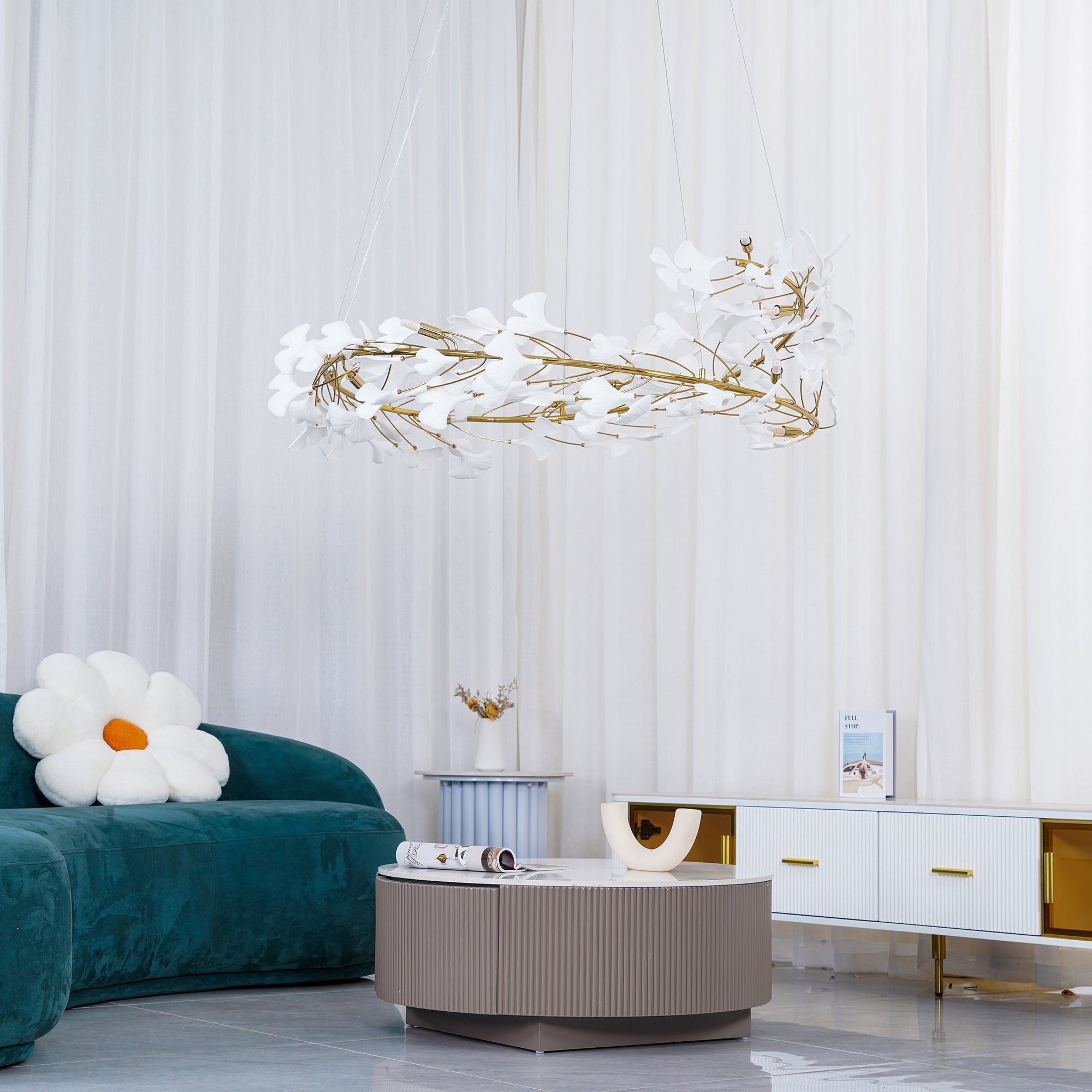 Olivia Modern Golden LED Chandelier Ceramic - Lamp Copper