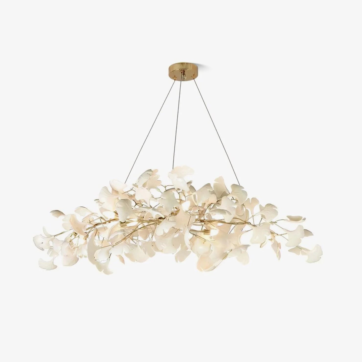 Arux Gingko Chandelier Art Deco Bent Downwards - Lamp Copper