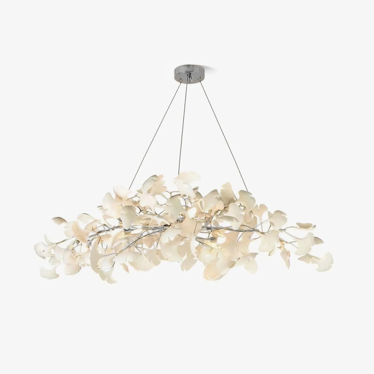 Arux Gingko Chandelier Art Deco Bent Downwards - Lamp Copper