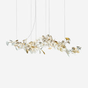 Chandelier Metal Frame Ceramic Gingko Leaf Shade White Gold Modern - Lamp Copper