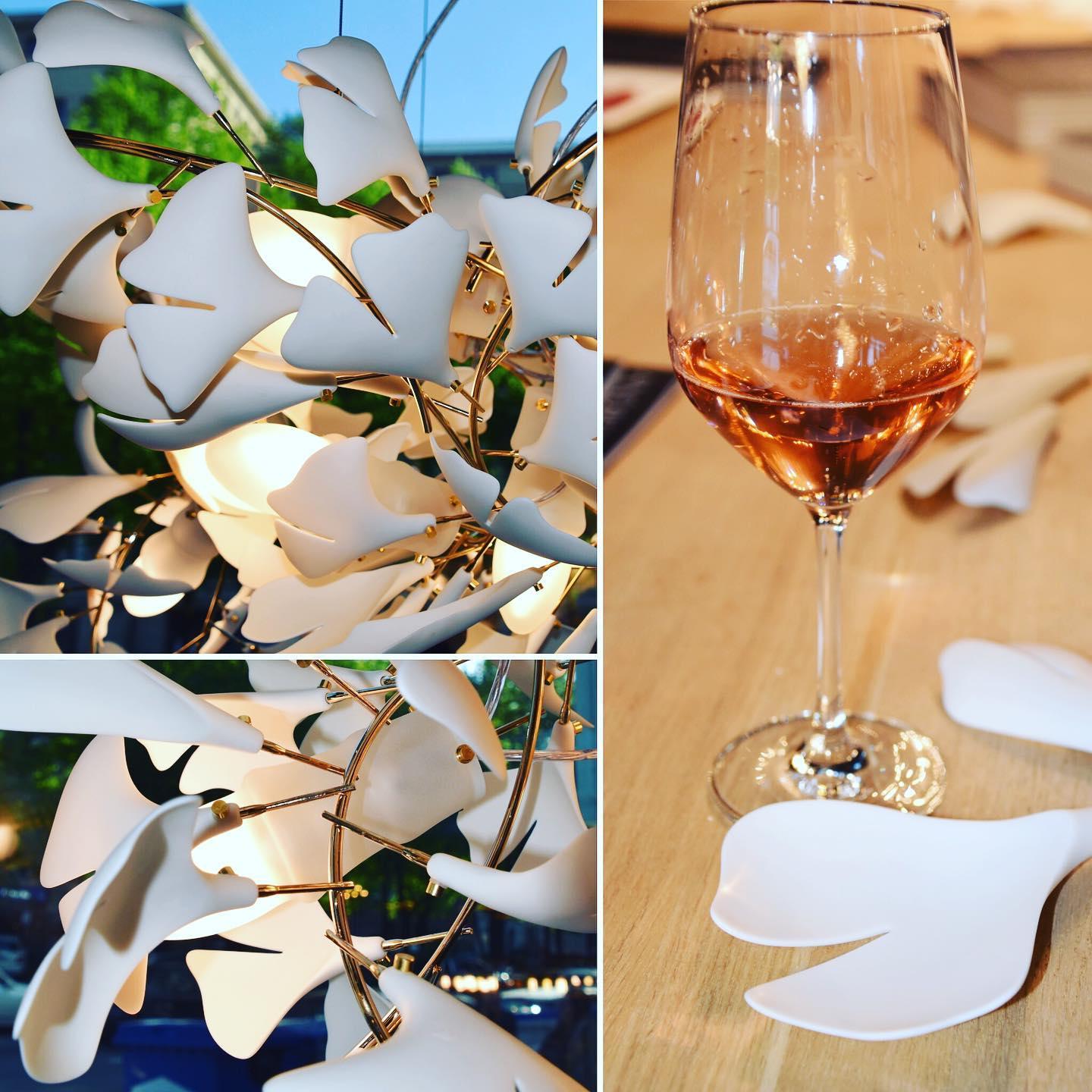 Chandelier Metal Frame Ceramic Gingko Leaf Shade White Gold Modern - Lamp Copper