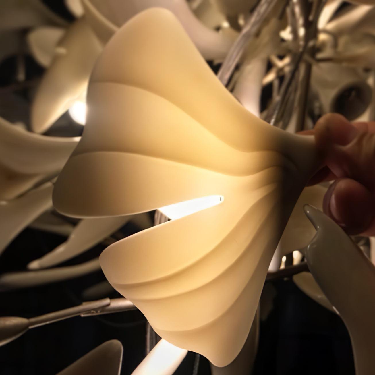 Chandelier Metal Frame Ceramic Gingko Leaf Shade White Gold Modern - Lamp Copper