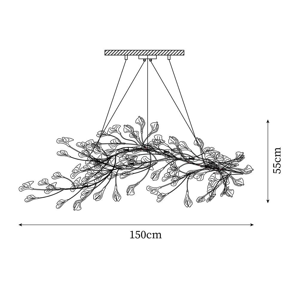 Chandelier Metal Frame Ceramic Gingko Leaf Shade White Gold Modern - Lamp Copper