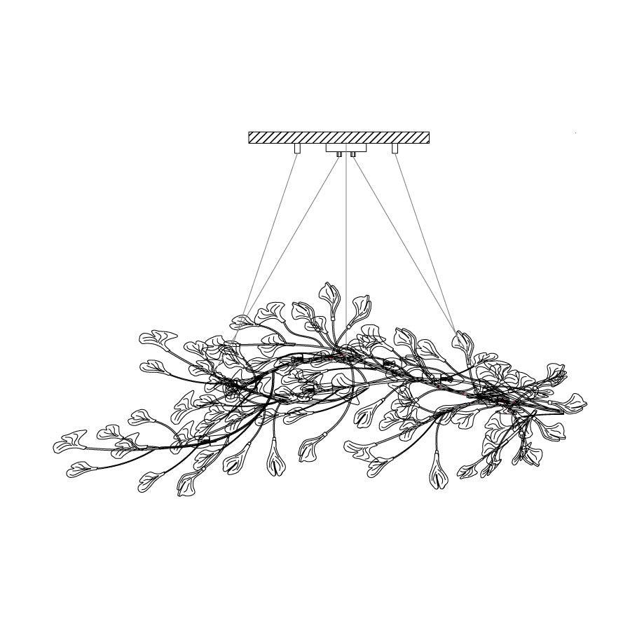 Chandelier Metal Frame Ceramic Gingko Leaf Shade White Gold Modern - Lamp Copper