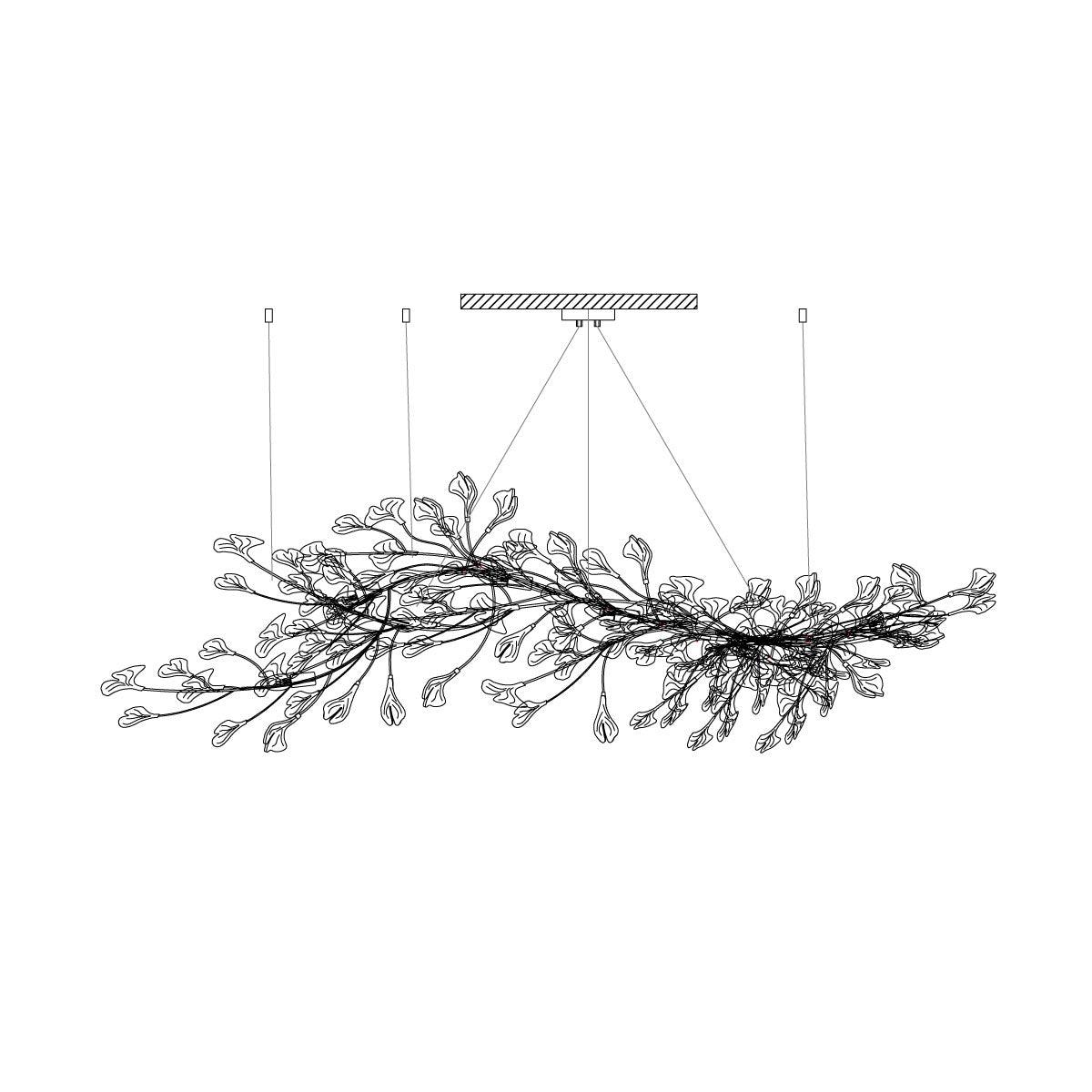 Chandelier Metal Frame Ceramic Gingko Leaf Shade White Gold Modern - Lamp Copper