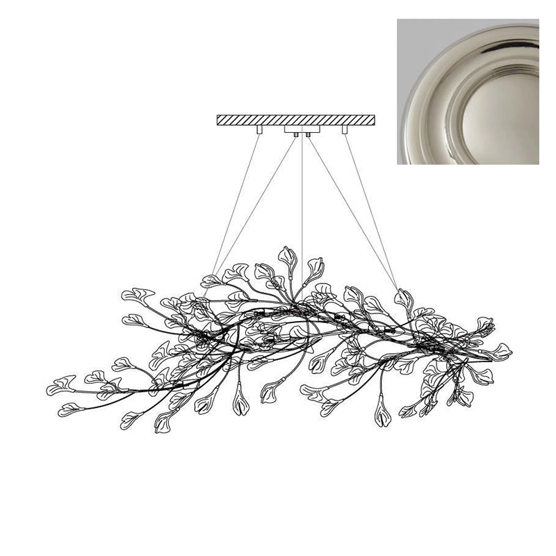Chandelier Metal Frame Ceramic Gingko Leaf Shade White Gold Modern - Lamp Copper