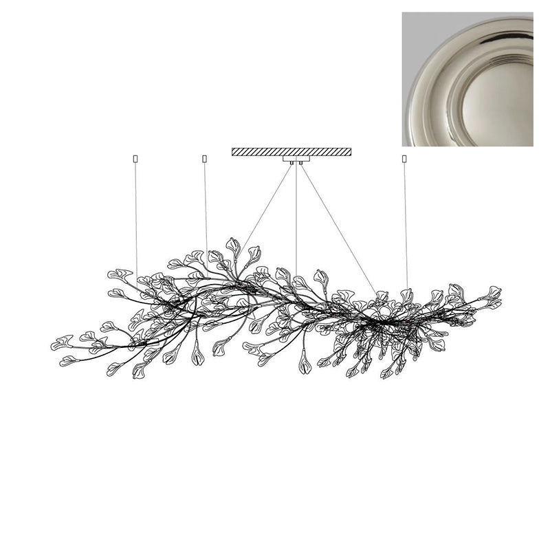 Chandelier Metal Frame Ceramic Gingko Leaf Shade White Gold Modern - Lamp Copper
