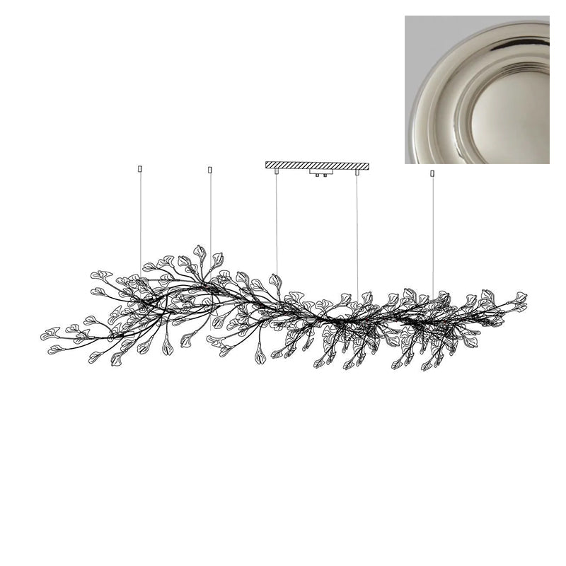 Chandelier Metal Frame Ceramic Gingko Leaf Shade White Gold Modern - Lamp Copper
