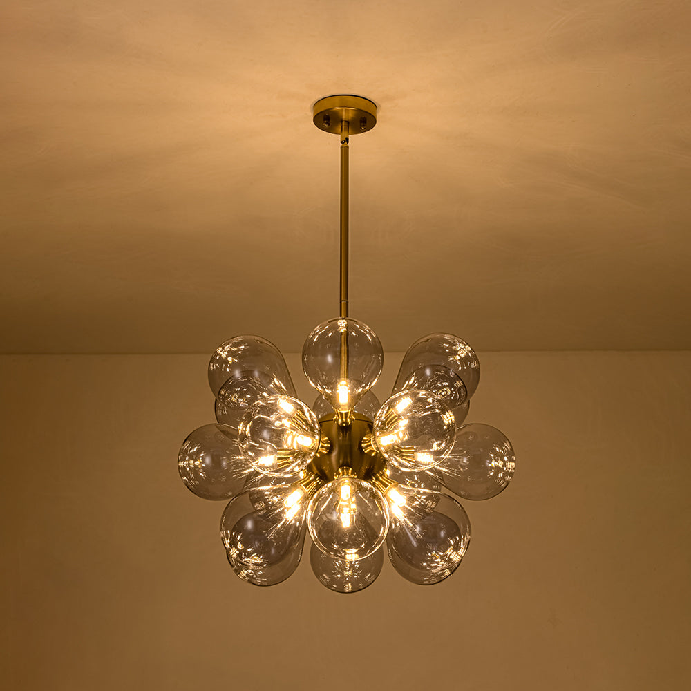 Himinuvyr Morandi Cluster Lavender Gray Glass Chandelier - Lamp Copper