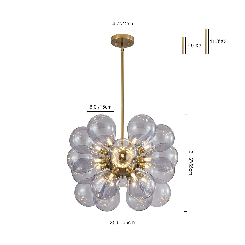 Himinuvyr Morandi Cluster Lavender Gray Glass Chandelier - Lamp Copper