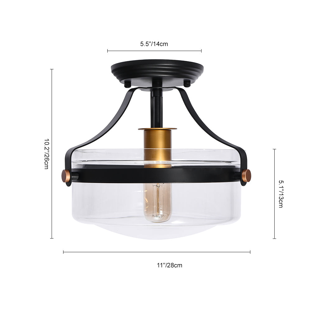Alvorna Minimalist Glass Semi Flush Mount Ceiling Light - Lamp Copper