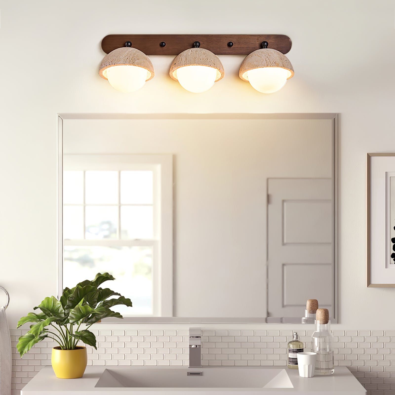 Avtale Arc-Shaped Travertine Wall Light - Lamp Copper