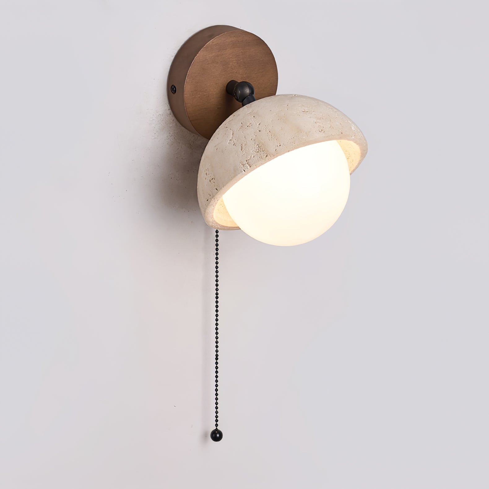 Avtale Arc-Shaped Travertine Wall Light - Lamp Copper