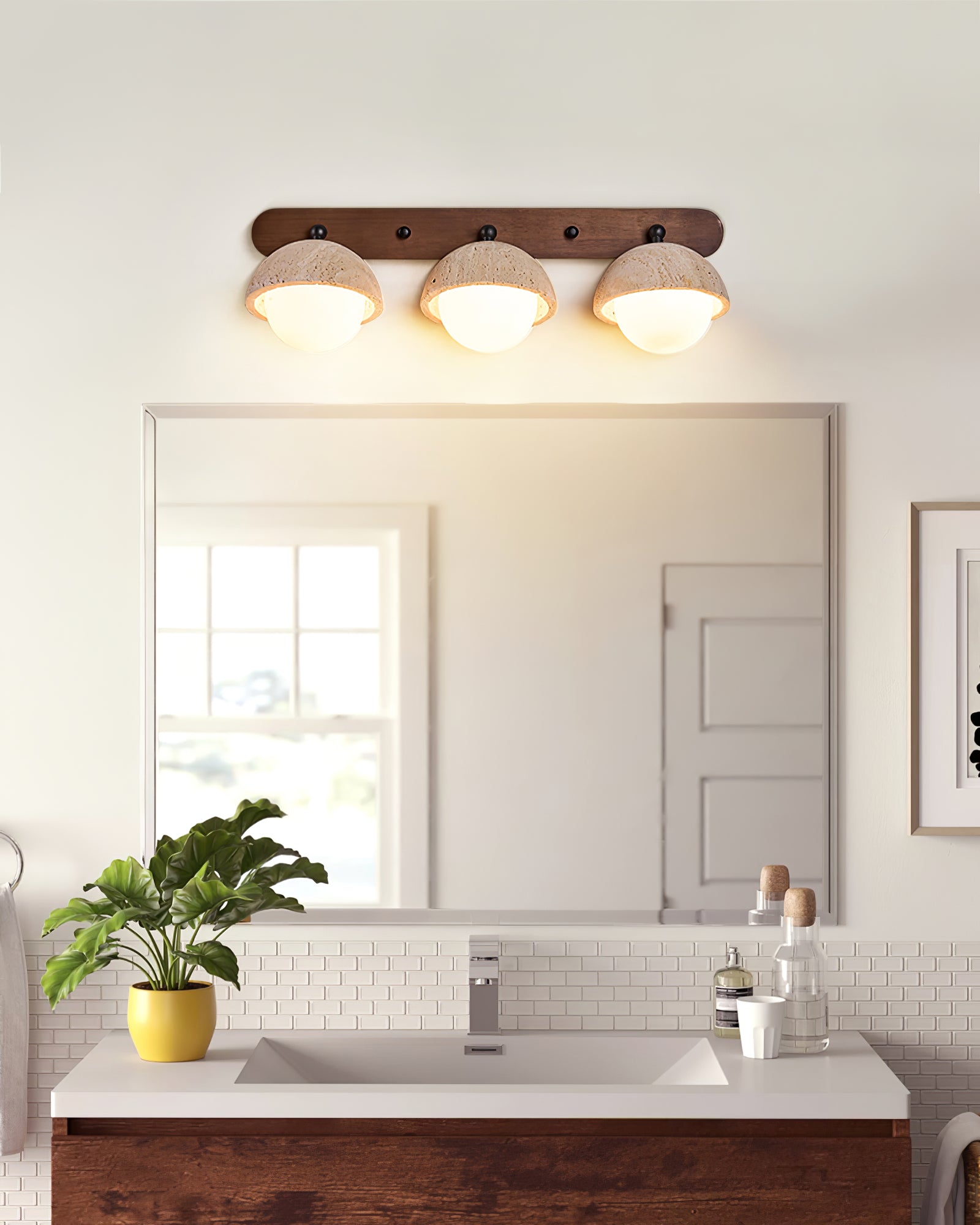 Avtale Arc-Shaped Travertine Wall Light - Lamp Copper