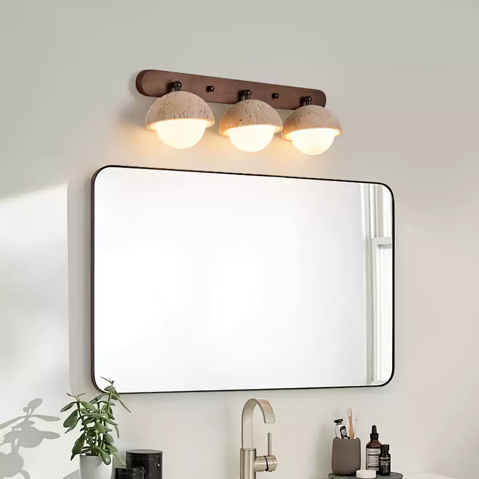 Avtale Arc-Shaped Travertine Wall Light - Lamp Copper
