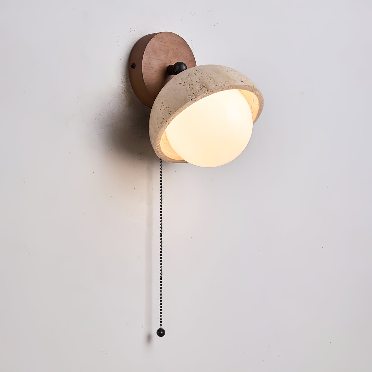 Avtale Arc-Shaped Travertine Wall Light - Lamp Copper