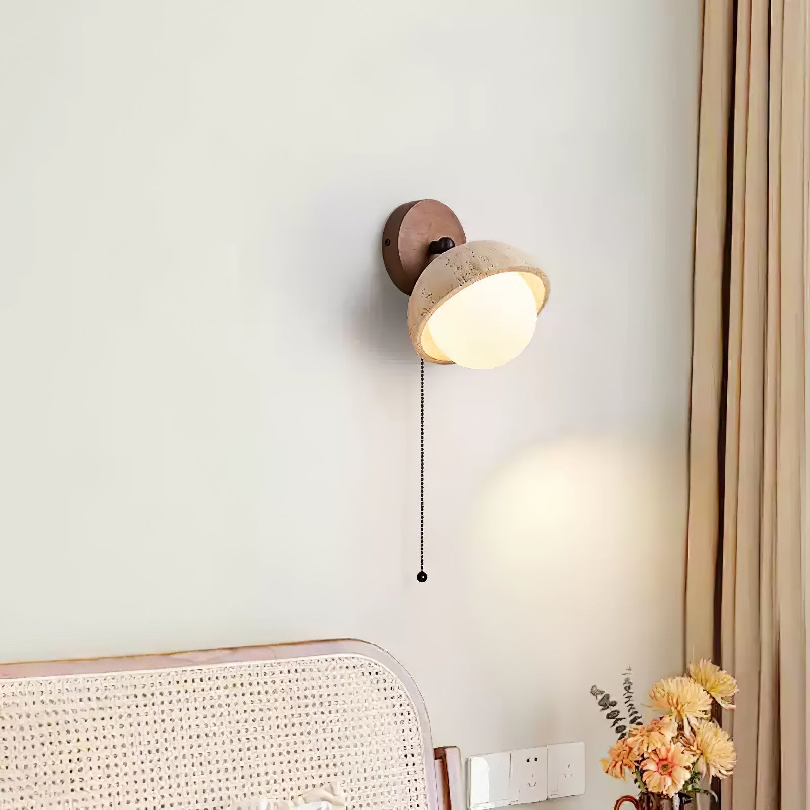 Avtale Arc-Shaped Travertine Wall Light - Lamp Copper