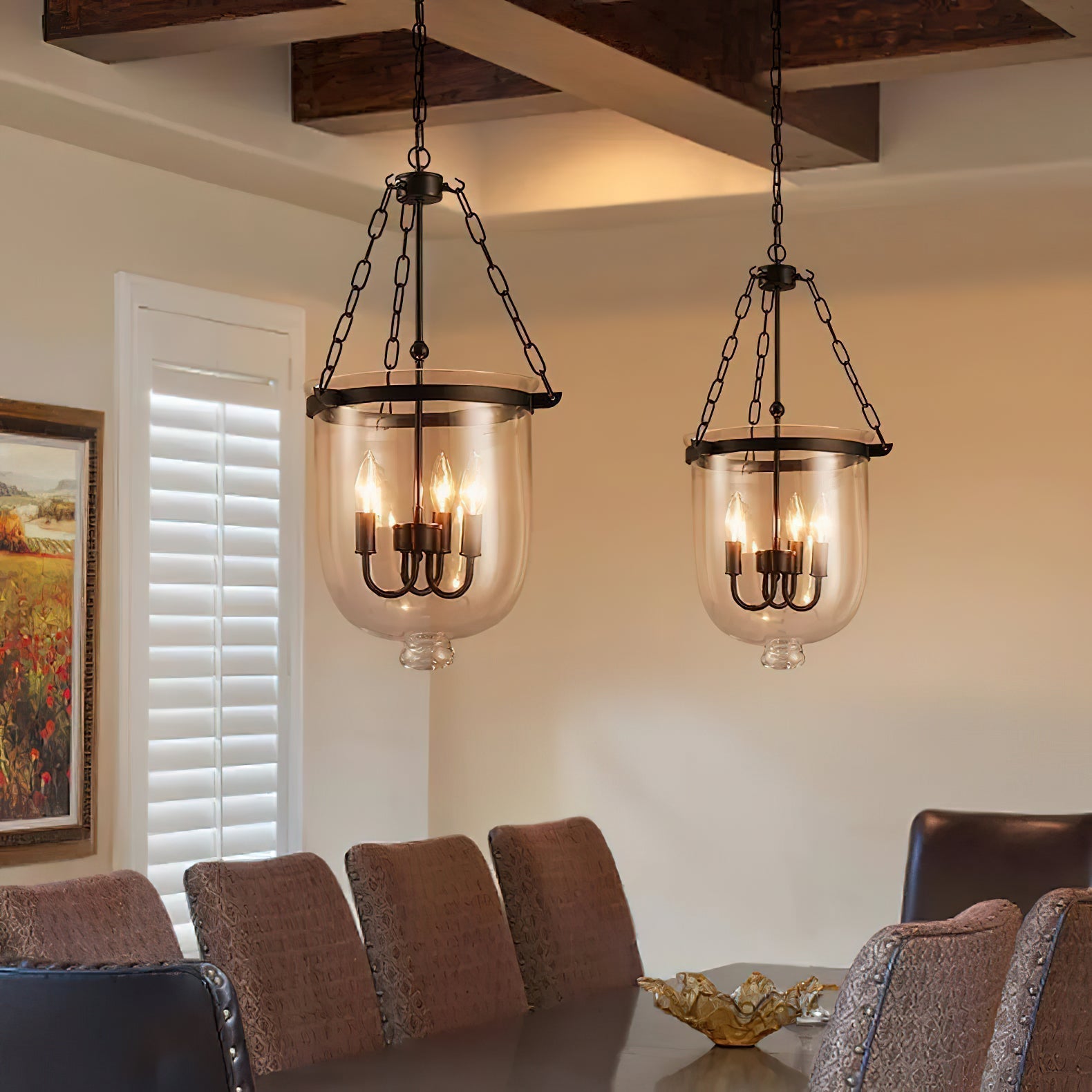 Avshaora Vintage Industrial Metal Glass Pendant Light - Lamp Copper