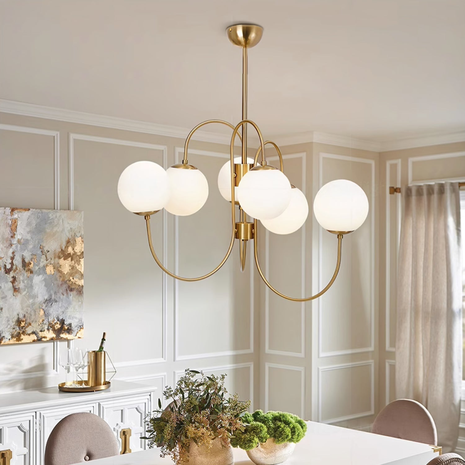 Zathaor Individual Creativity Metal Glass Chandelier - Lamp Copper
