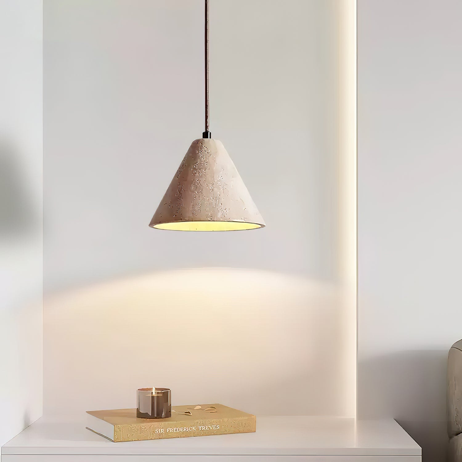 Cezoriel Conical Travertine Pendant Light - Lamp Copper