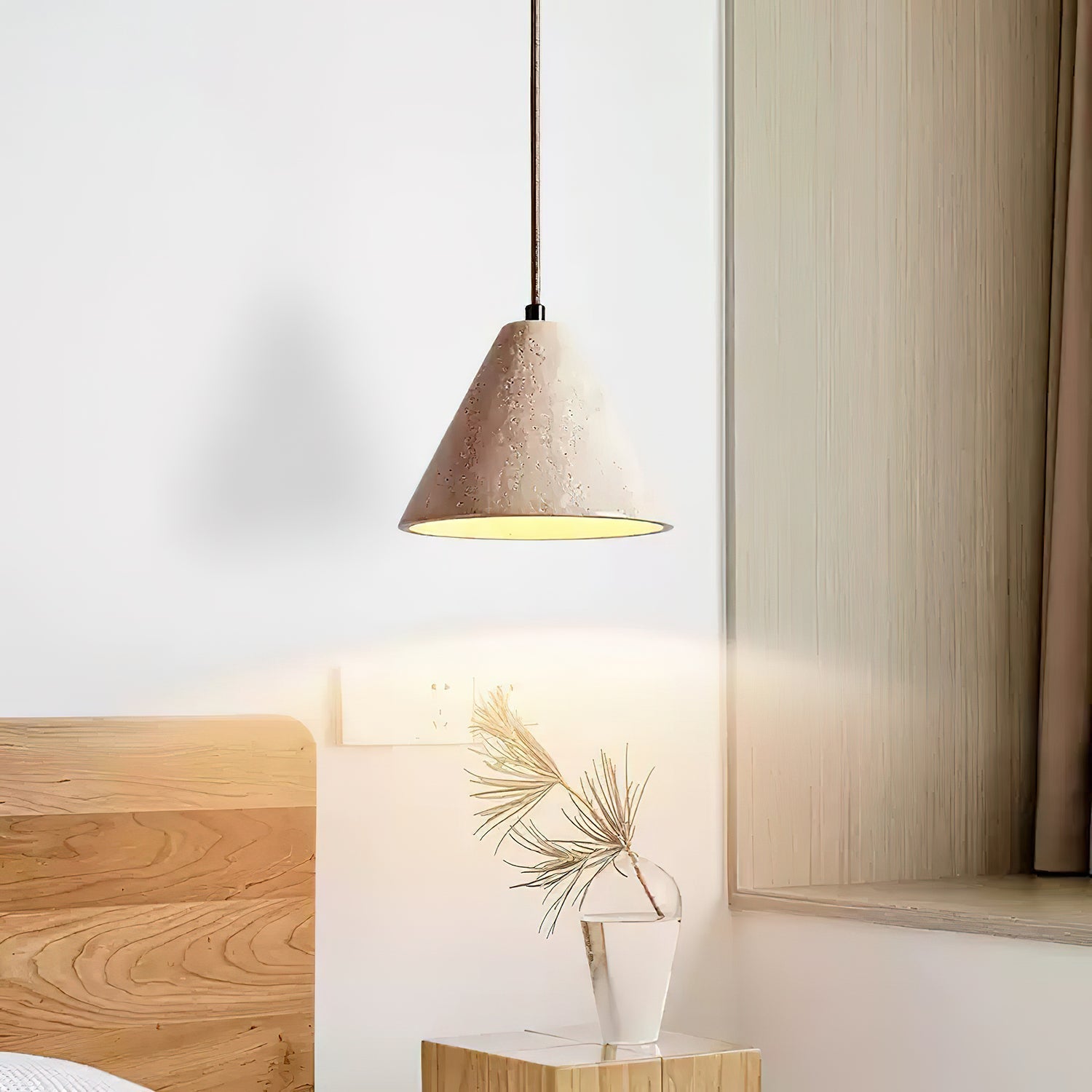 Cezoriel Conical Travertine Pendant Light - Lamp Copper