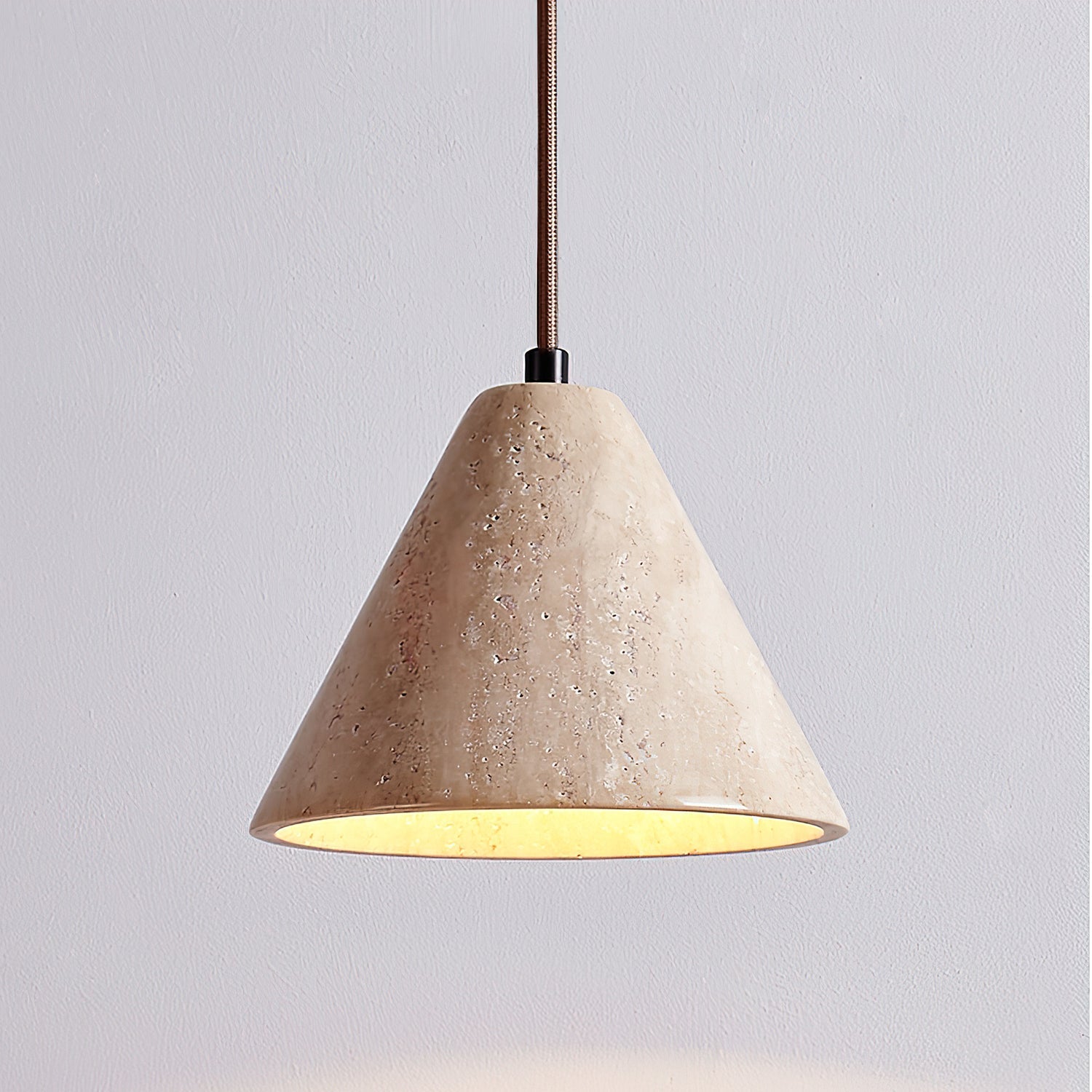 Cezoriel Conical Travertine Pendant Light - Lamp Copper