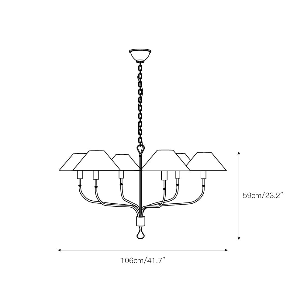 Ulshaaris Vintage Industrial Staggered Tail Brass Fabric Chandelier - Lamp Copper