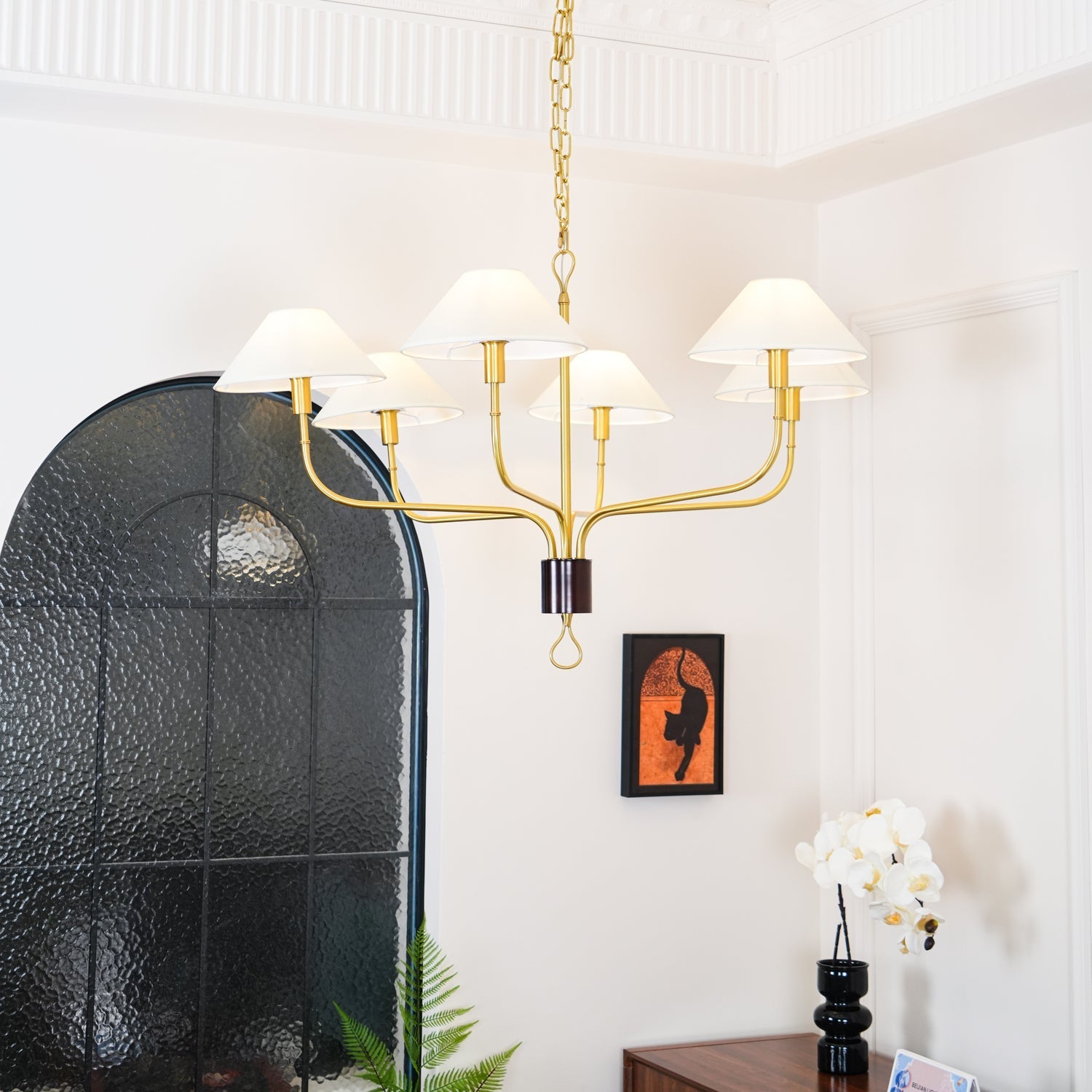 Ulshaaris Vintage Industrial Staggered Tail Brass Fabric Chandelier - Lamp Copper