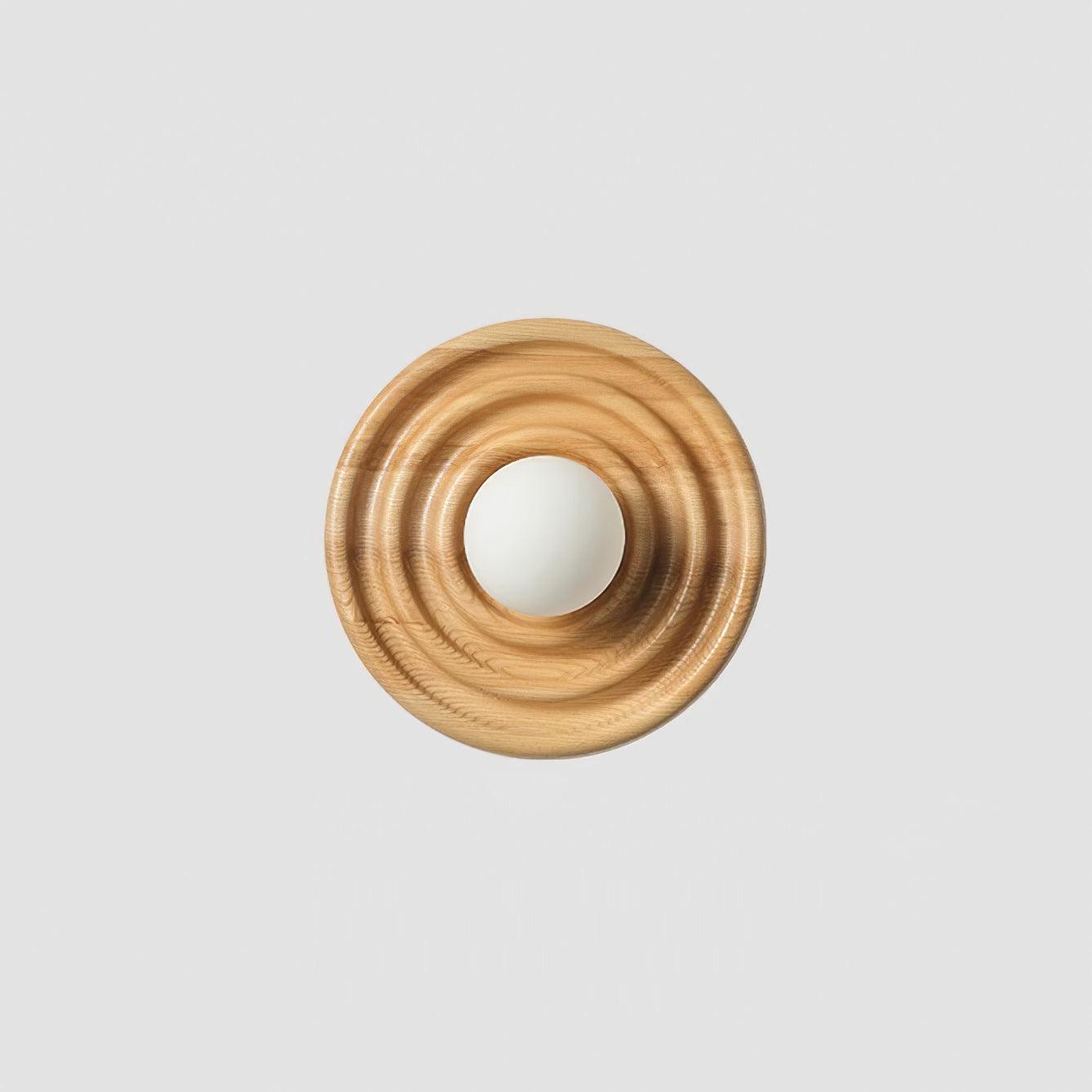 Wall Lamp Ripple with Ash Wood Body and Glass Globe Shade - Lamp Copper