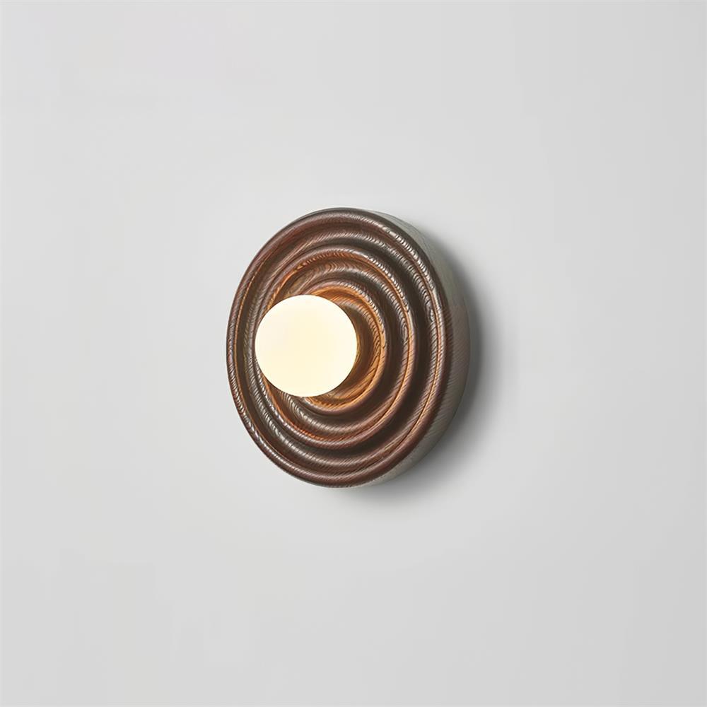 Wall Lamp Ripple with Ash Wood Body and Glass Globe Shade - Lamp Copper