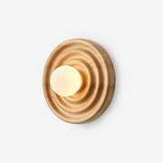 Wall Lamp Ripple with Ash Wood Body and Glass Globe Shade - Lamp Copper
