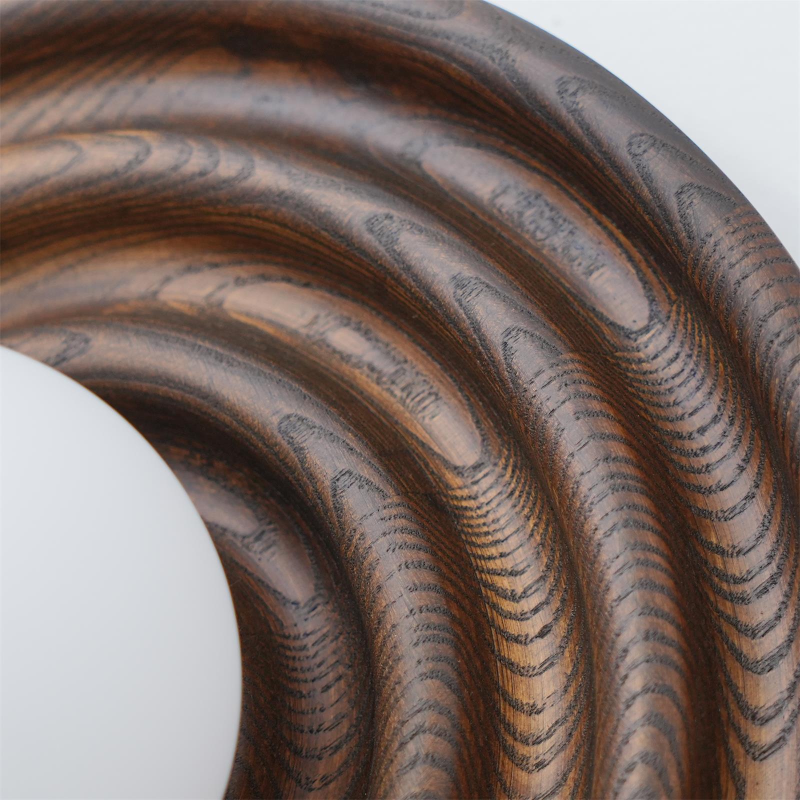 Wall Lamp Ripple with Ash Wood Body and Glass Globe Shade - Lamp Copper