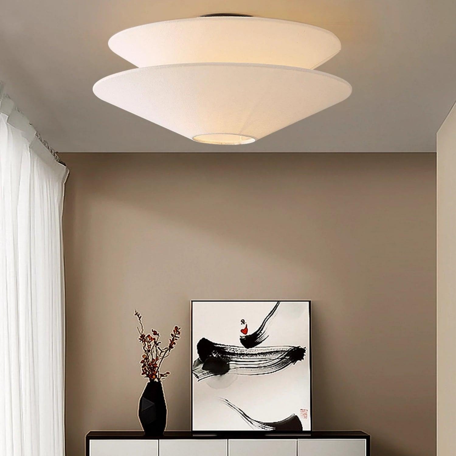 Lina Ceiling Light Double Cone Fabric - Lamp Copper
