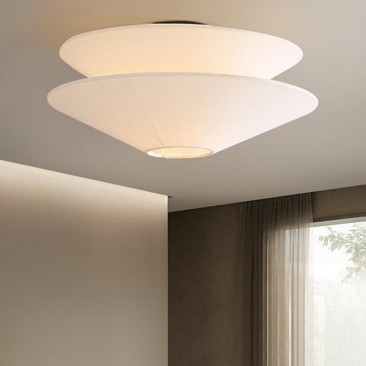 Lina Ceiling Light Double Cone Fabric - Lamp Copper